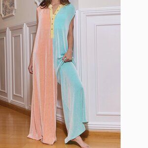 BUCKETLIST Blue Pink Casual Sleeveless Jumpsuit